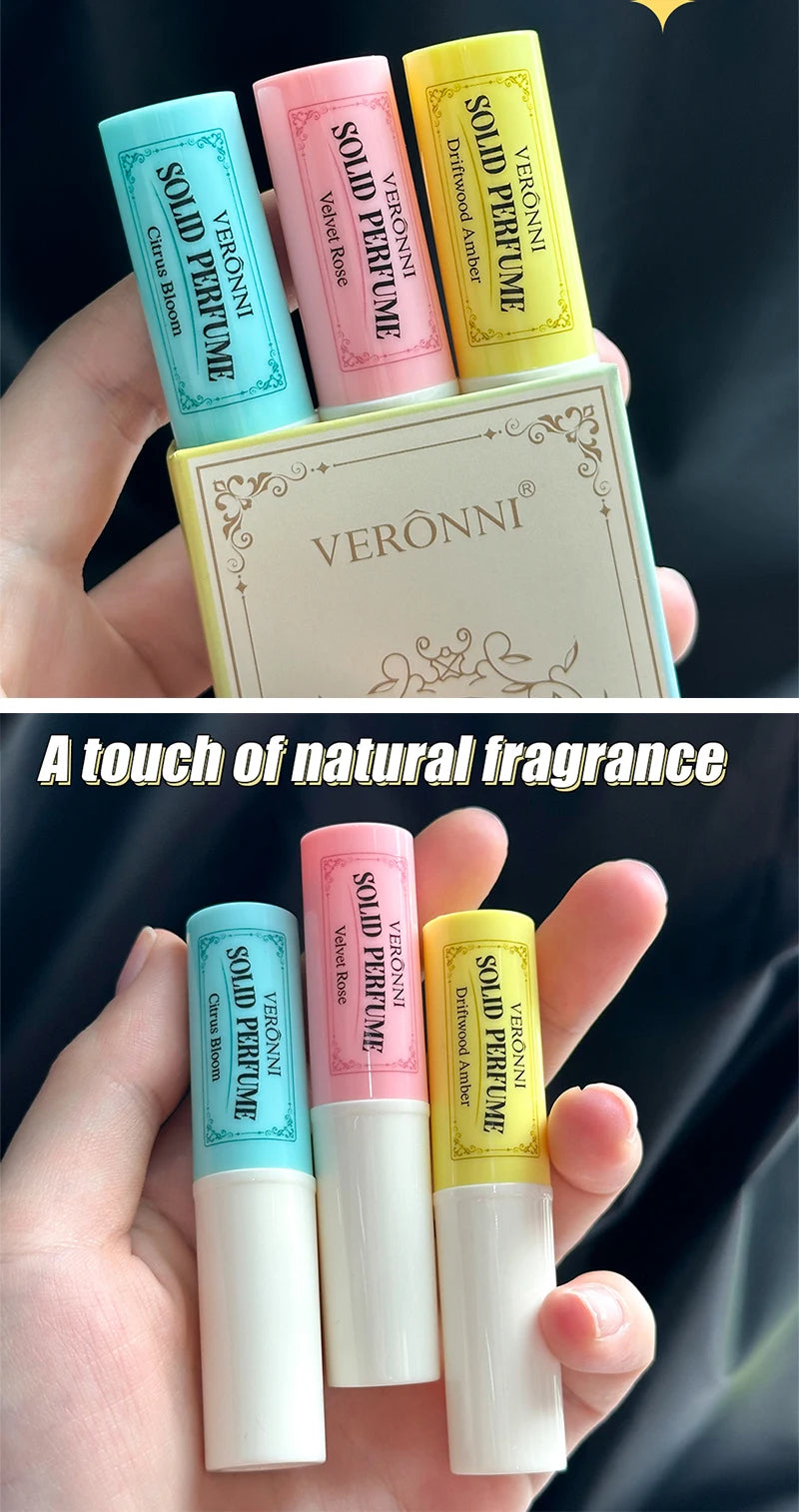 3pcs Solid Perfume Sticks - Long-Lasting, Natural & Fresh Scent Long Lasting Fragrance Portable Pocket Solid Balm For Dating
