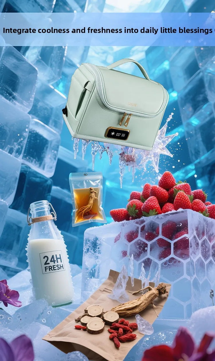 0-70℃ Portable Medicine Refrigerator Car Home Office Three-Purpose Intelligent Temperature Display+Double Power Mode Ultra-Quie
