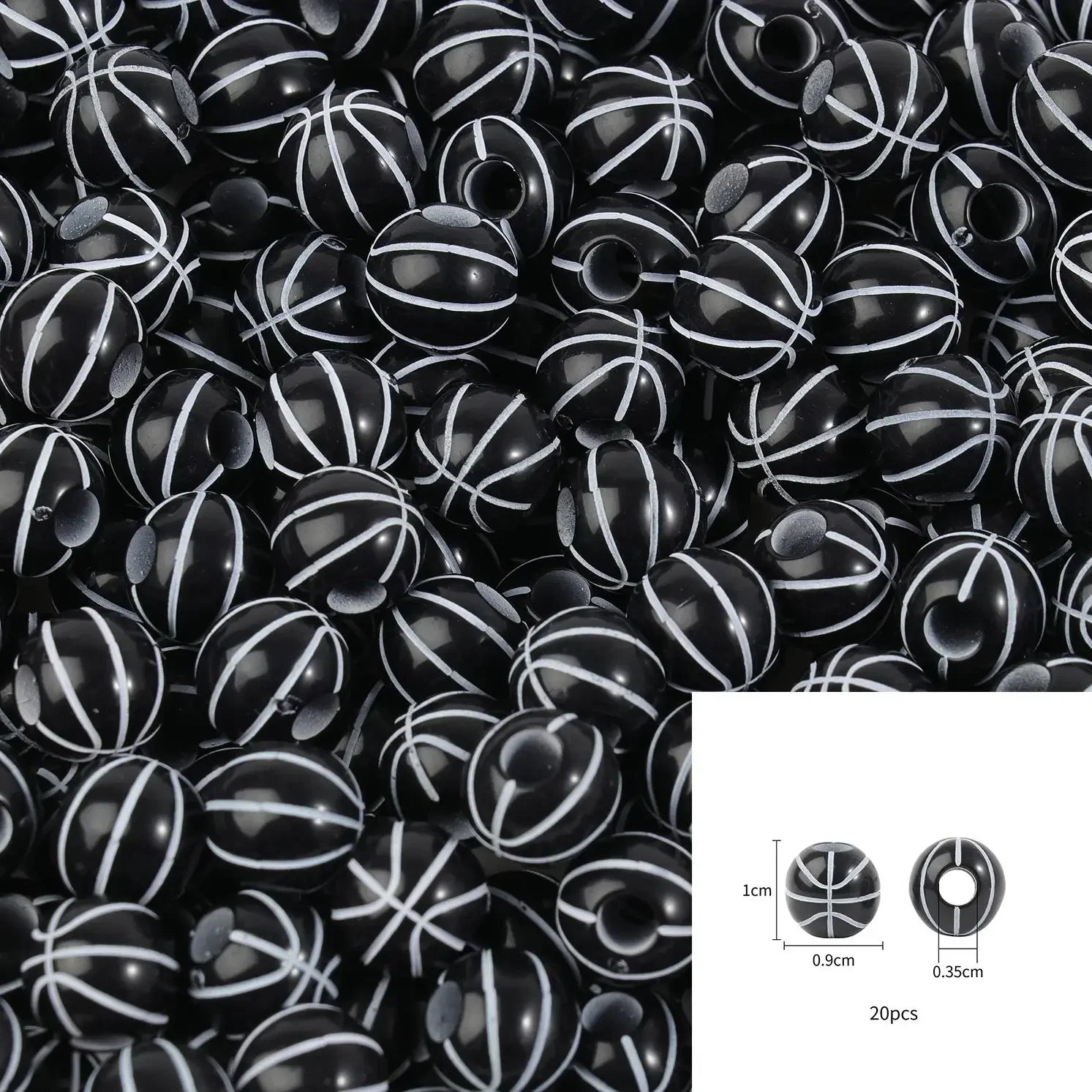 20/50Pcs Sport Basketball Baseball Tennis Beads Spacer Acrylic Beads For Making Bracelet Necklace DIY Craft Jewelry Supplies