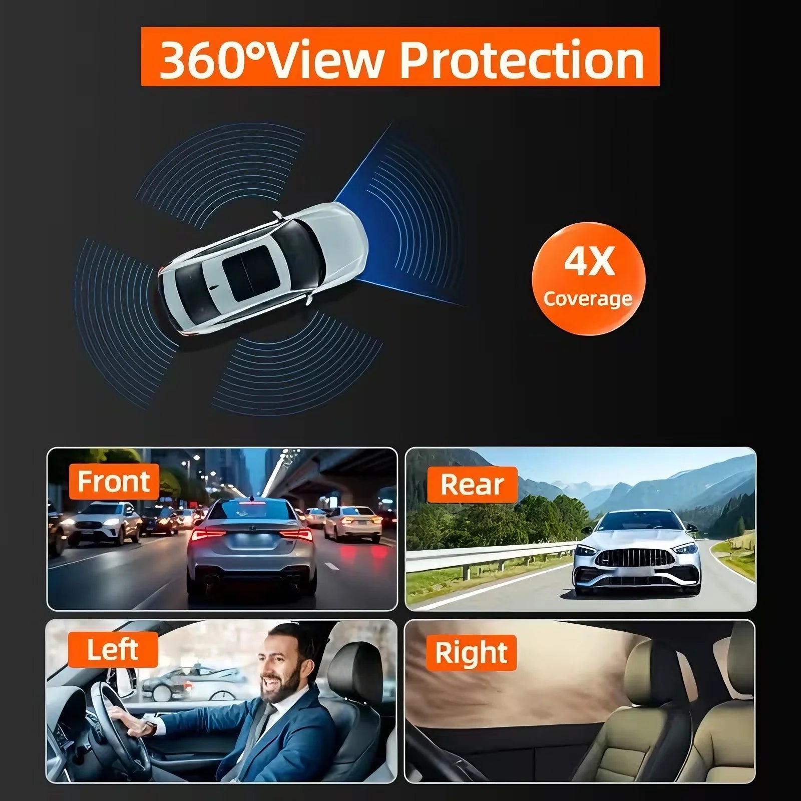 Dash Cam Vehicle DVR video recorder 4 cameras for cars black box front rear internal Night Vision Loop Recording dashcam car 360