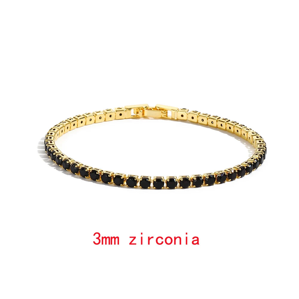 Black Crystal Tennis Bracelets for Women & Men Luxury Iced Out Cubic Zirconia Adjustable Bracelet on Hand Hippie Jewelry