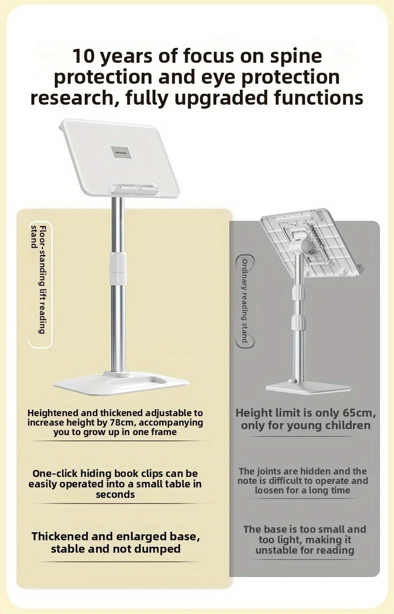 Adjustable Aluminum Reading Stand Height Angle Free Adjust Floor Book Holder Gift Wholesale Reading Desk with Telescopic Rod