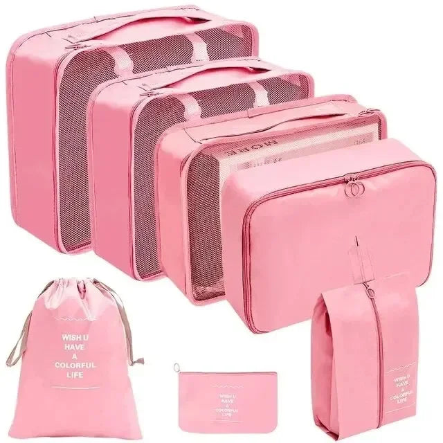 7/10 Pcs Set Travel Organizer Storage Bags Suitcase Packing Cubes Cases Portable Wardrobe Luggage Clothes Shoe Pouch Fold
