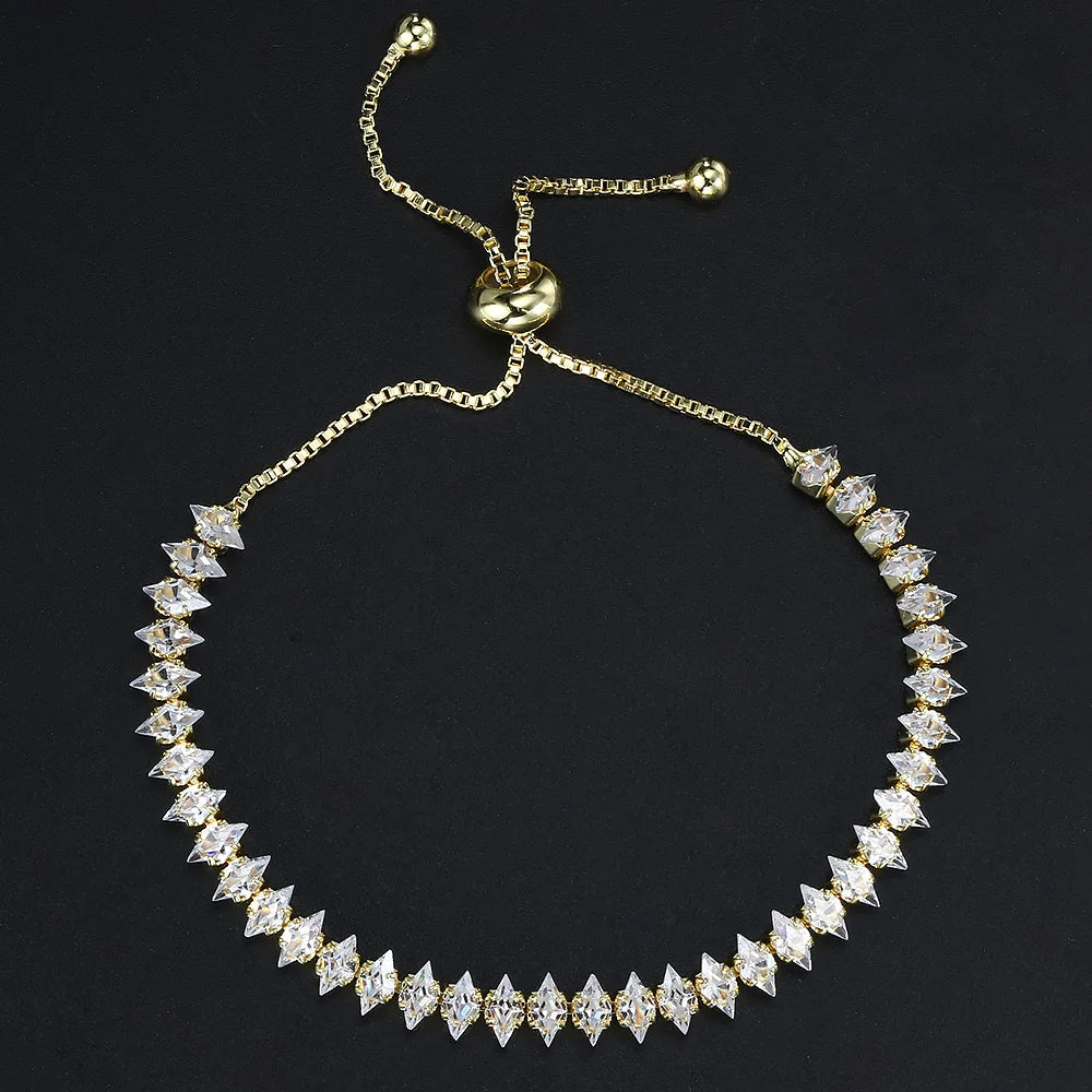 Luxury Dainty Tennis Bracelet for Women Silver Color Sparkling Cubic Zircon Stackable Chain Crystal Banquet Wedding Jewelry H085