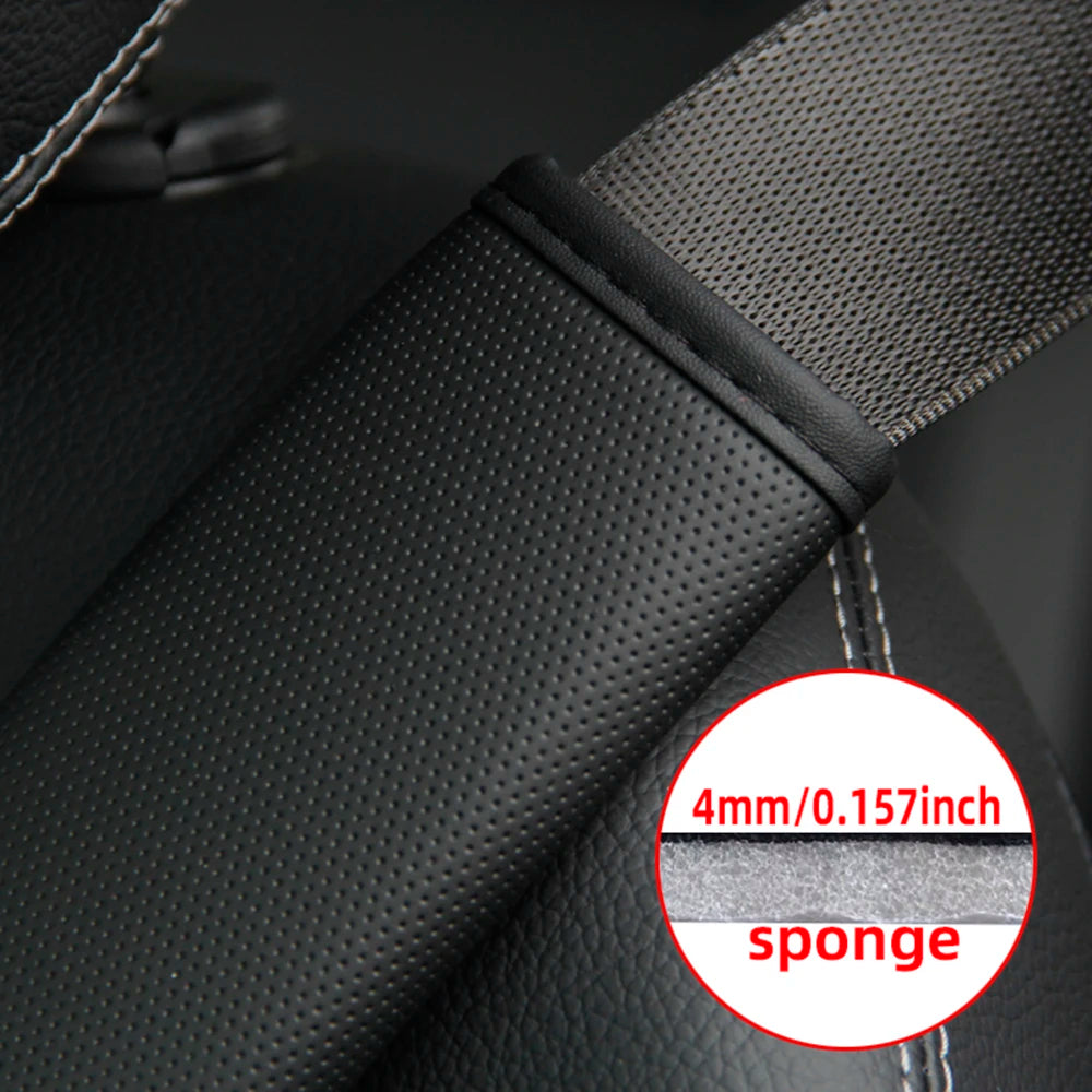 1PCS PU Leather Embossed Car Seat Belt Shoulder Cover Decompression Comfort Car Accessories Safety Belt Protective Cover