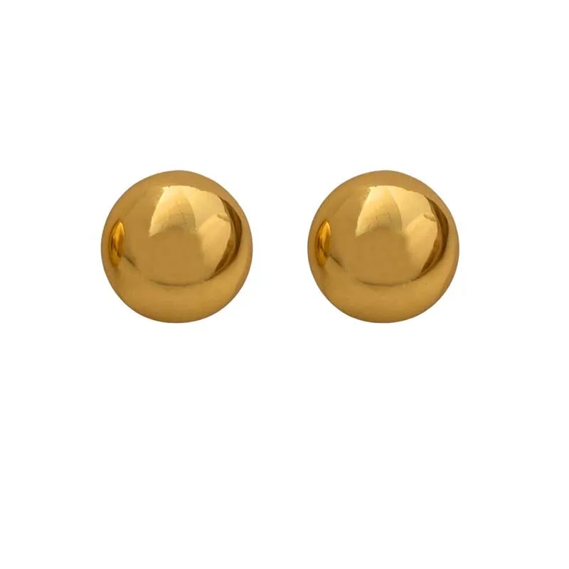 Punk Metal Big Ball Round Stud Earrings for Women Girls 2024 New Simple Fashion Semicircle Geometric Earrings Jewelry Gifts