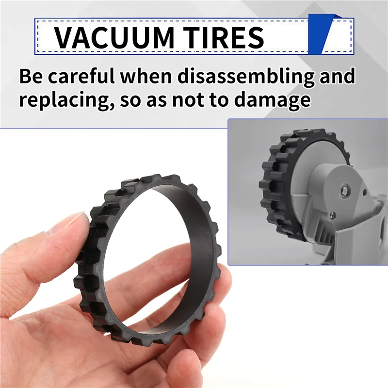 FSLH 2 PCS Wheel Tires Black Replacement Parts For Xiaomi Mijia 1C/2C/3C S5 Series/T6/T7 Robot Vacuum Cleaner Wheels Anti-Slip