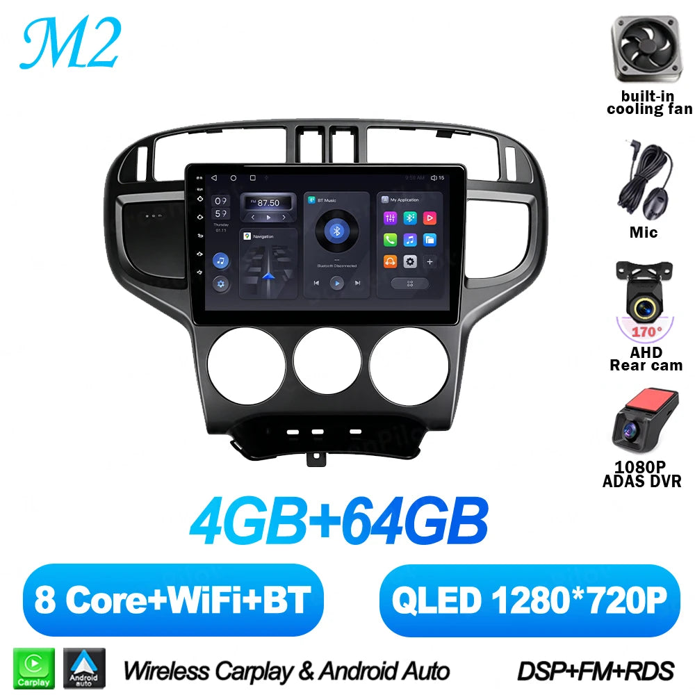 Android 16 For Hyundai Matrix 2001-2010 Car Radio Stereo Head Unit Multimedia Video Player GPS Navigation 2K QLED 9 Inch 5G RDS