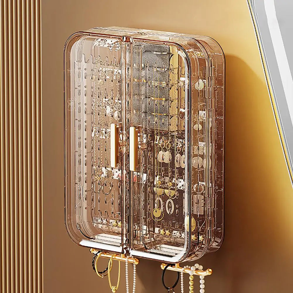 Jewelry Storage Box Jewelry Accessories Shelf Transparent Wall Mounted Jewelry Organizer Earrings Necklaces Rings Display Stand