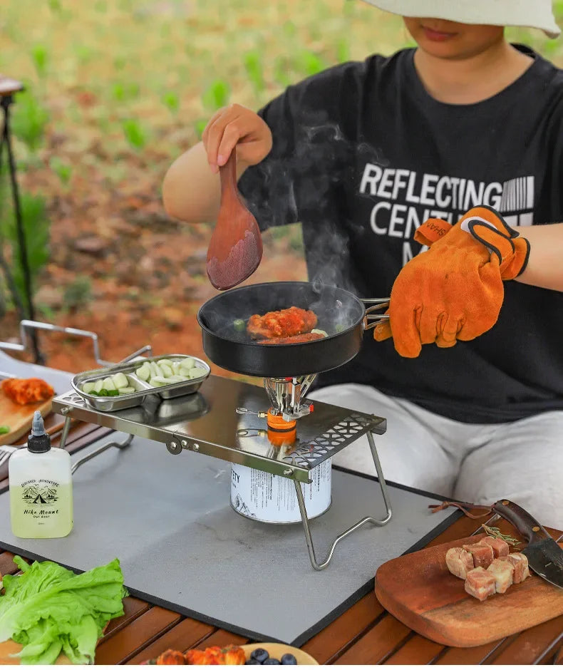 Outdoor Furnace Head Folding Table Camping Accessories Stainless Steel Portable Tea Table Multi Purpose Splicing Barbecue Table
