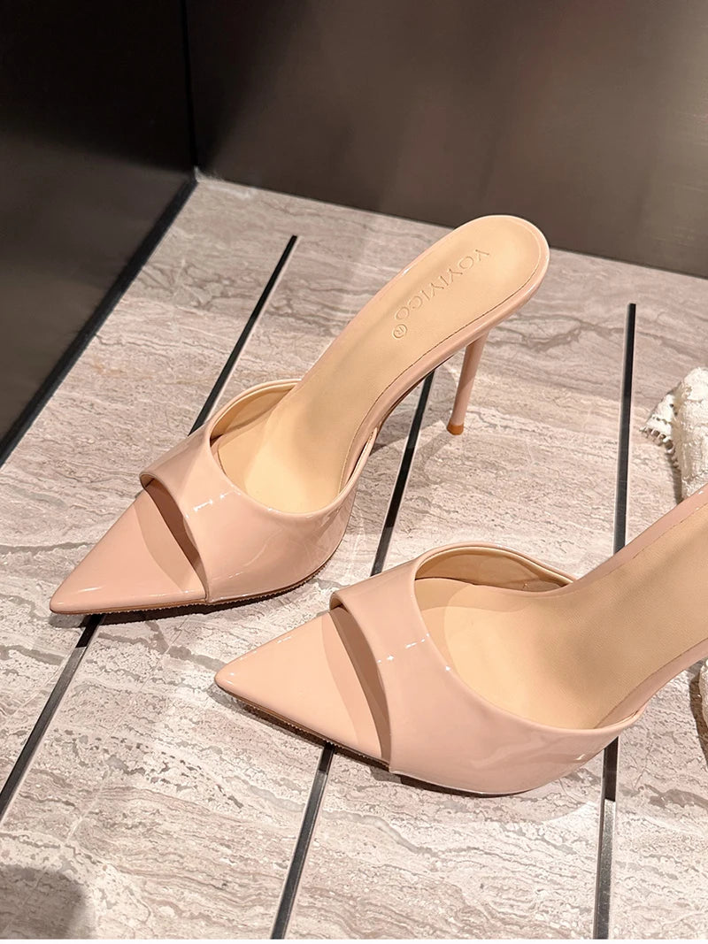 Nightclub Fashion Thin High Heel Summer Women Slippers Fashion Peep Toe Dress Slides Ladies Sexy Stripper Party Sandals