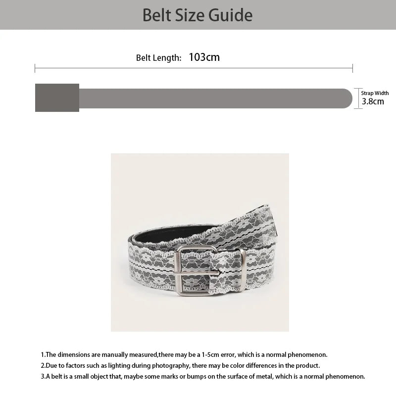 Korean Y2k Lace Waistband Female Floral Elegant Waist Belt For Women 3.8cm Wide Dress Jeans Belt Spicy Girls