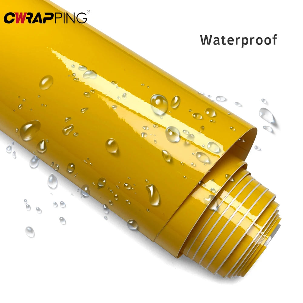 Glossy Yellow Car Covering Film Vinyl Wrap Waterproof Vinyl Auto Tuning DIY Motorcycle Stickers Decor Film for Car Accessories