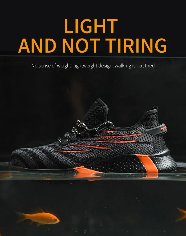Men Work Safety Shoes Anti-puncture Protective Shoes Men Indestructible Work Shoes Men Boots Lightweight Breathable Safety Boots