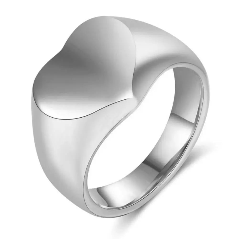 Customized Women Signet Ring Chunky Round Name Logo Stamp Stainless Steel Punk Candid Fashion Jewelry Female Wedding Accessories