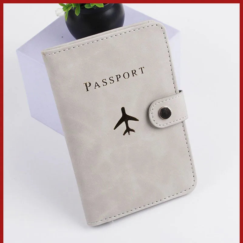 Leather Passport Holder Covers Case Waterproof Travel Credit Card Wallet Cute Passport Book for Women/Men Buckle Passport Cover