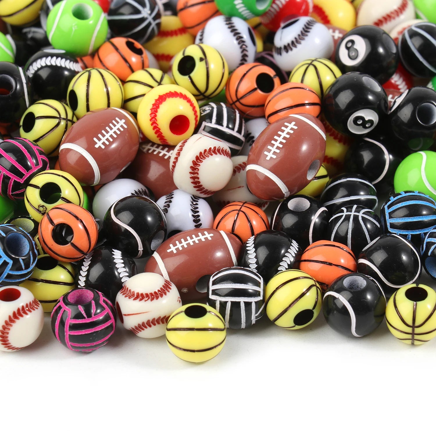 20/50Pcs Sport Basketball Baseball Tennis Beads Spacer Acrylic Beads For Making Bracelet Necklace DIY Craft Jewelry Supplies
