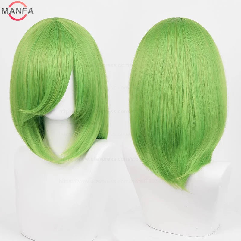40cm Medium Basic Anime Cosplay Wig Bang Blond  Black White Red Pink Green Brown Gold Blue Heat Resistant Synthetic Hair Wigs