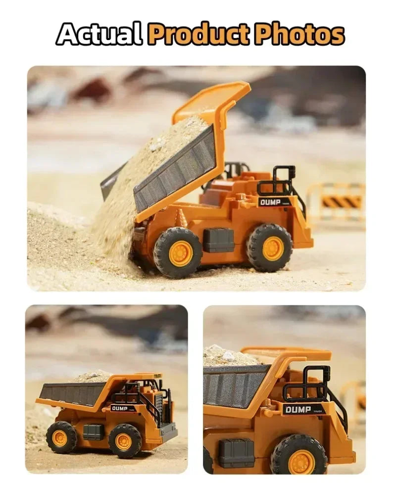 1:64 RC Mini Alloy Car Forklift with Trailer Excavator Desktop Game 2.4G Remote Control Engineering Lift Truck Child's Toy Gifts