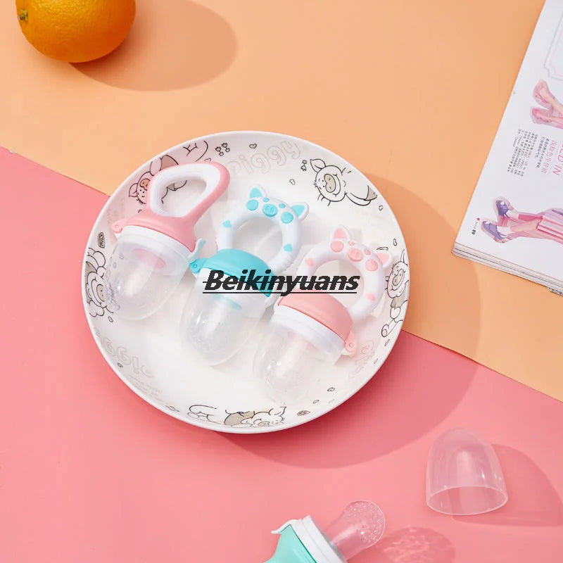 Baby Pacifier fruits and vegetables bite bag newborn baby pig le molar stick to eat fruit consisting silicone tooth gum pacifier