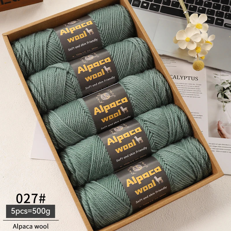 500g Alpaca Wool 245 Chunky Knitting Yarn Multi-Color Autumn and Winter Fashionable Gift for Men and Women DIY Knitting Material Kit for Warm Sweaters, Coats, Scarves, Hats, Gloves, Leg Warmers, Knee Pads Yarn Balls 5Pcs/Pack
