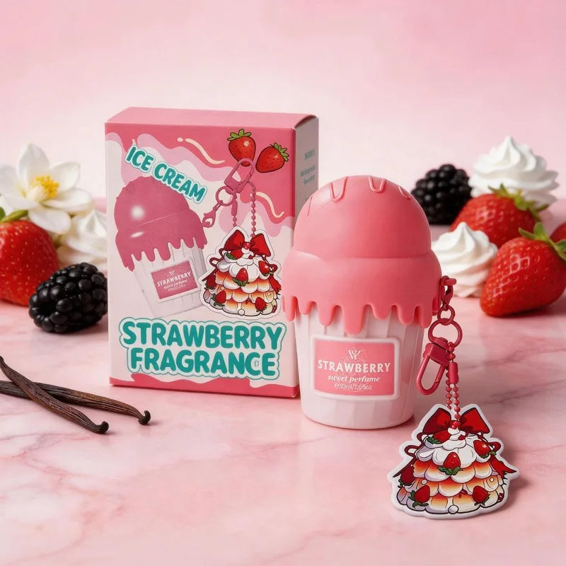 50ml Ice Cream Shaped Women Perfume Long Lasting Gourmand Fragrance Sweet Elegant Body Mist Cute Dessert Inspired Strawberry