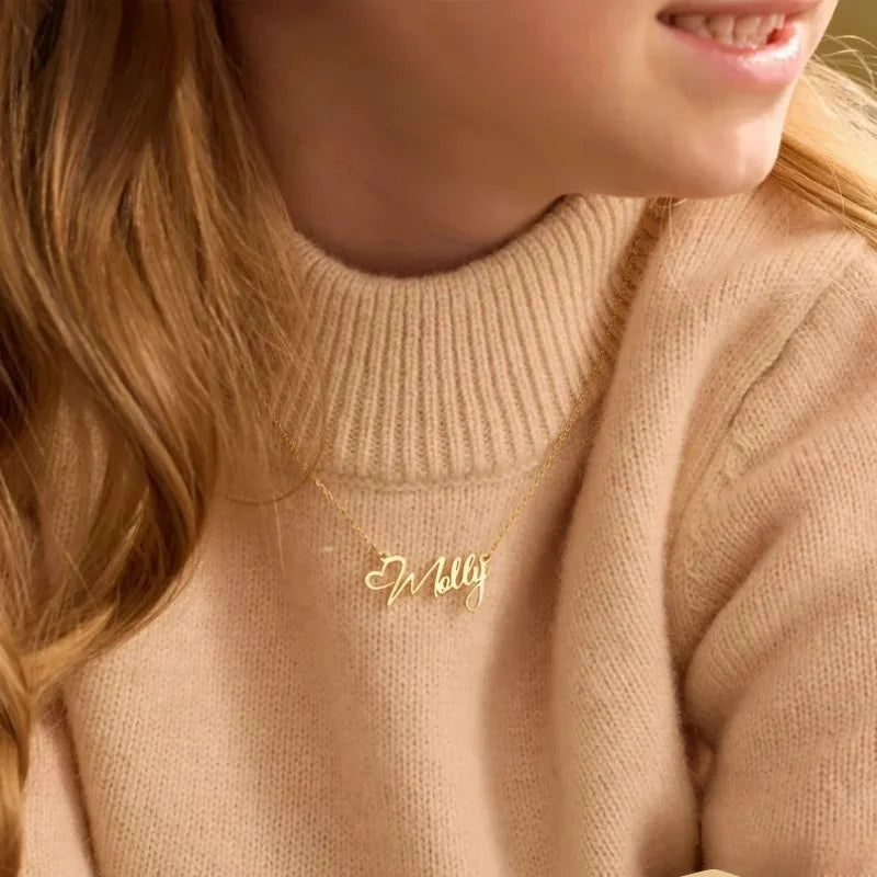 Custom Name Heart Necklace For Women Personalized Minimalism Jewelry Gold Color Choker Necklace Pendant Nameplate Gifts