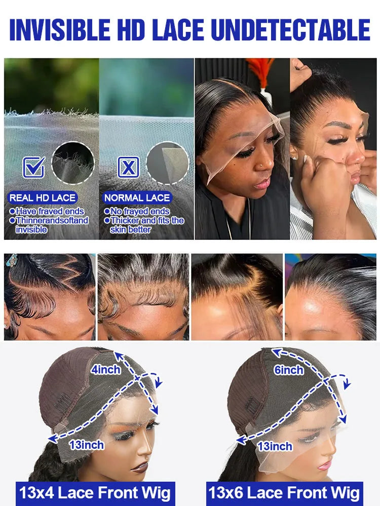 Smooth Silky Long Straight Glueless Full Lace Front Human Hair Wigs For Women Cambodian Raw Virgin 13x4 13x6 Hd Bone Straight Transparent Lace Front Wig Human Hair 40 42 Inch 300 Density Silky Straight HD Lace Frontal Wig Pre
