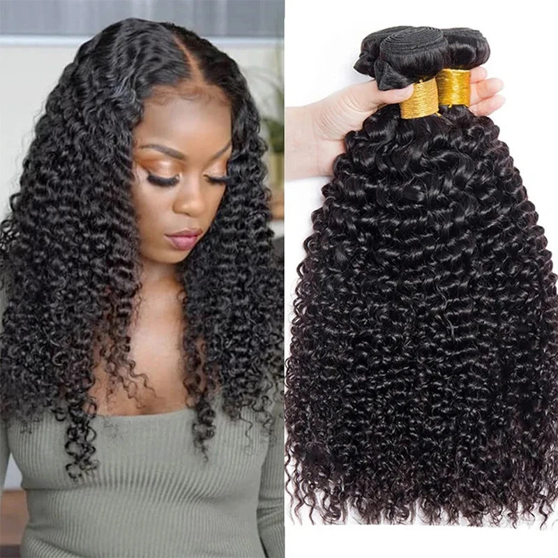 12A 10-38 Inch Natural Color Jerry Curly Human Hair Bundles And Weaves Unprocessed Brazilian Human Hair Weave Bundles 1/3/4PCS Raw Hair Bundles Weave Extensions Hair Extensions Materials For Women Natural Black Soft And Silky