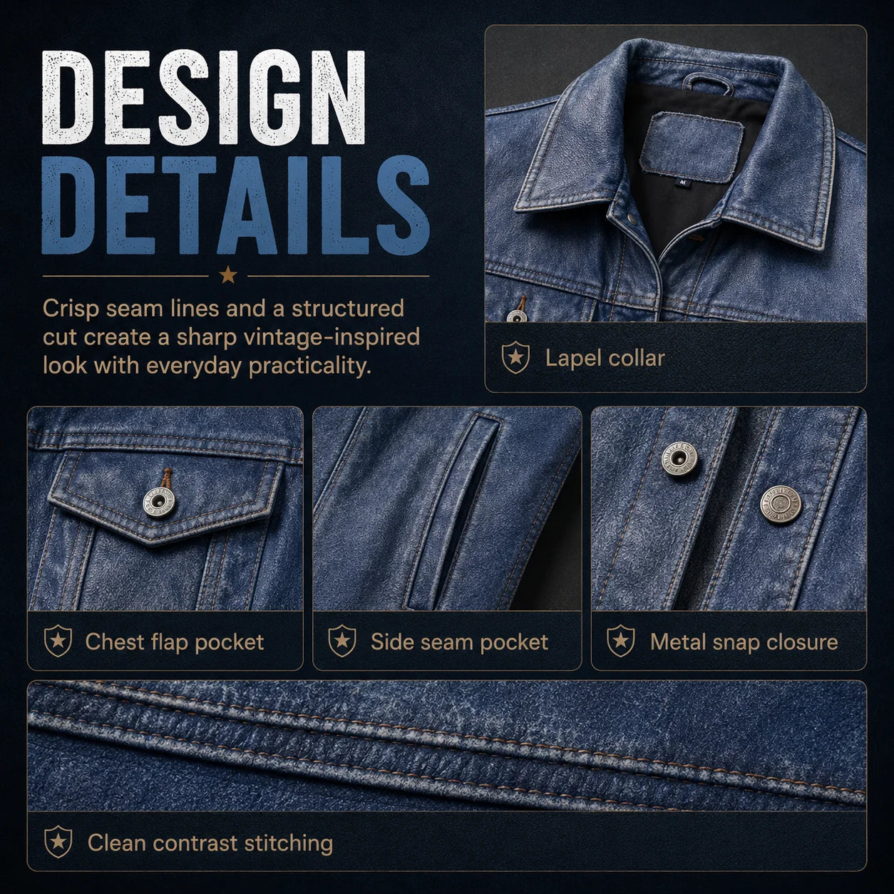 Men's Motorcycle Leather Jacket Light Blue Ami Khaki Retro Graphite Distressed Denim Genuine Leather Jacket Slim Short Jacket