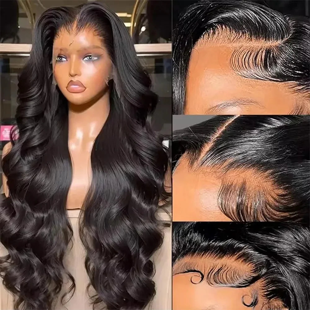 200% Density 13x6 Body Wave Lace Front Wigs Human Hair Pre Plucked For Black Women HD Transparent Glueless Lace Frontal Wigs