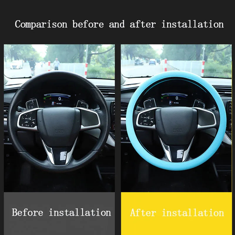 Silicone Steering Wheel Cover Ultra-thin Anti-slip Steering Wheel Cover Soft Silicone Accessories Universal Steering Wheel Cover