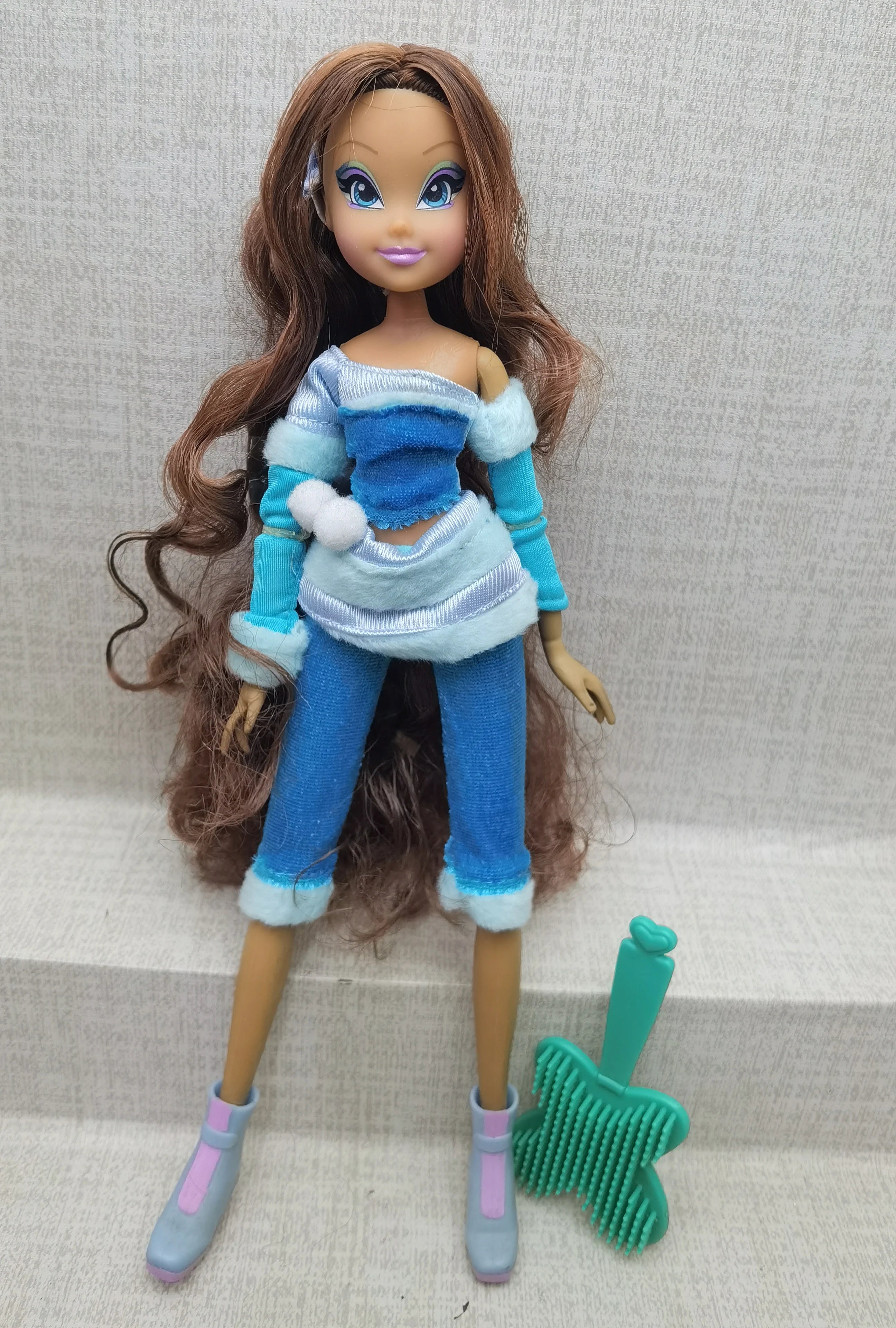 original Lovely blue hair girl colorful girl Action Figures dolls with win Accessorie body with Head Toys Accessories Kids Toys