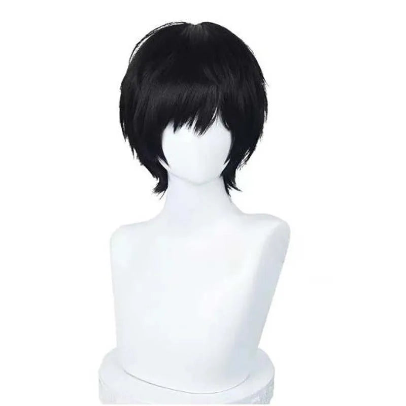 Anime Yoshida Hirofumi Cosplay Wig 35cm Short Black Heat Resistant Synthetic Hair Man Party Wigs