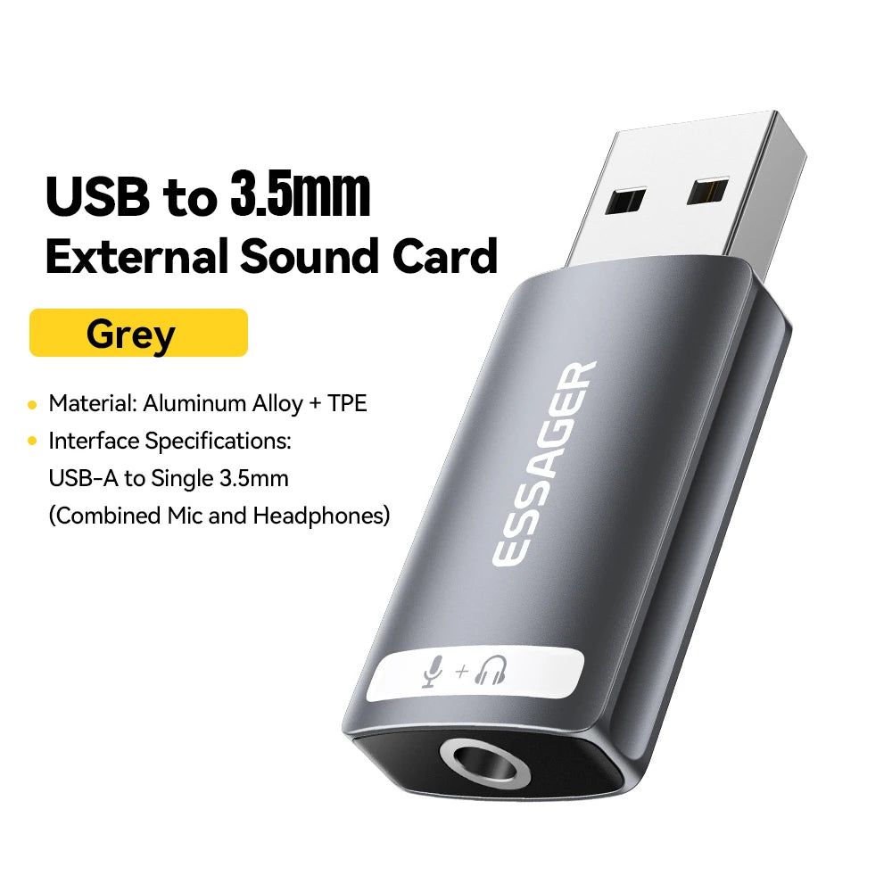 Essager External USB Sound Card To 3.5mm Mic Headphone Jack Stereo Headset Audio Microphone Adapter Speaker Interface For Laptop