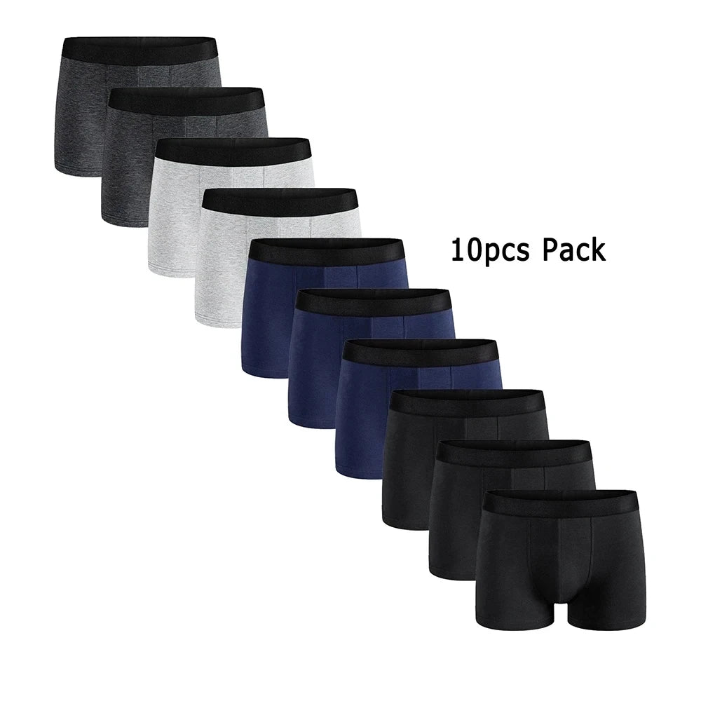 10Pcs Men's Boxer And Briefs Fashion Underwear High Stretch Boxer And Briefs Shorts Breathable Soft Men's Shorts Comfortable