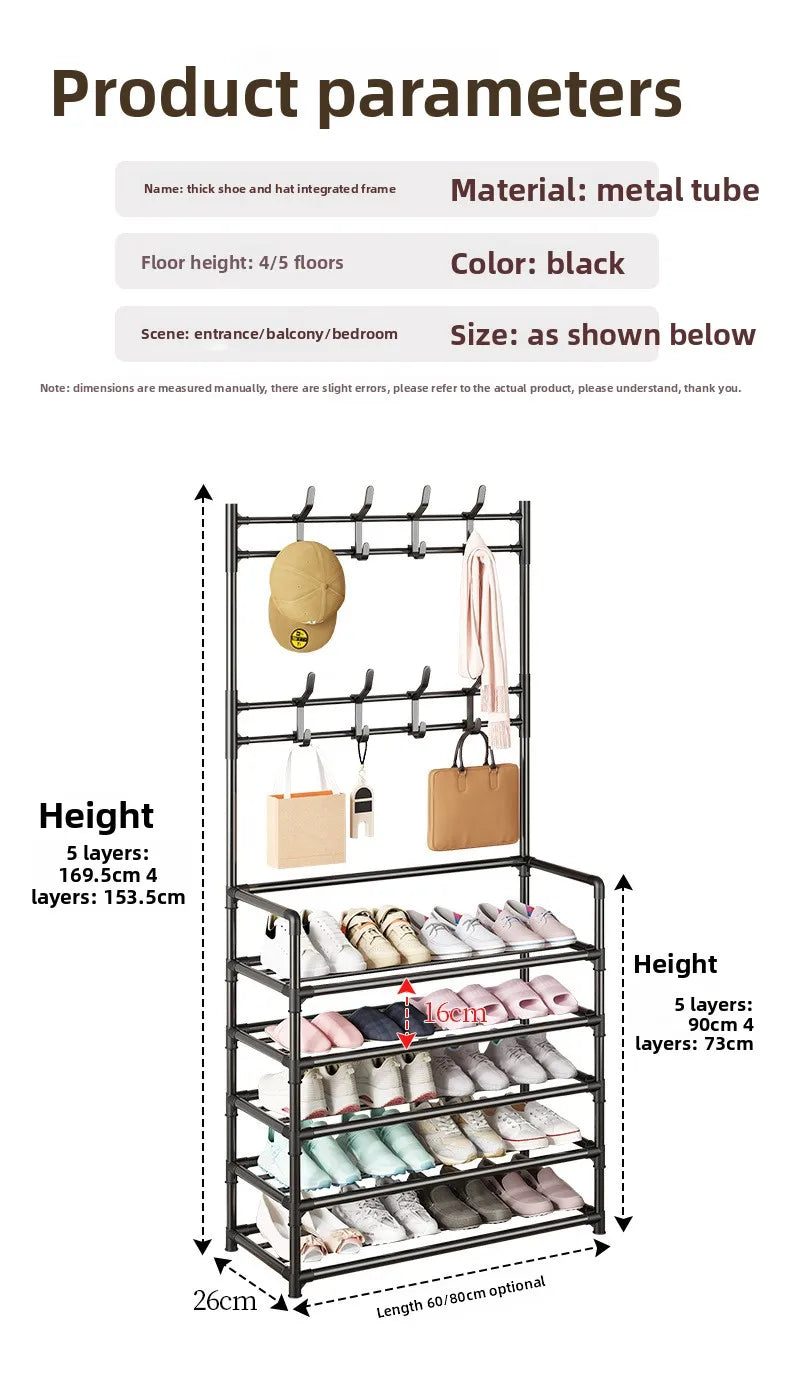 Multi-layer Door-mounted Shoe Hat Rack - Simple Assembly Household Integrated Multi-functional Storage Cabinet for Home Use
