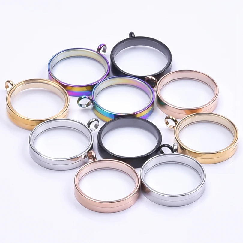 1Pc Stainless Steel Round Reliquary Photo Coin Holder Locket Pendant Openable Glass Cremation Urn Relicario Colgantes Jewelry