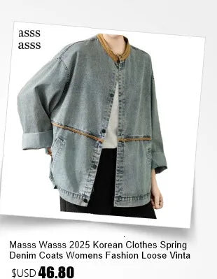 Masss Wasss 2025 Autumn Ladies Classic Fashion Oversized PU Jackets Womems Leisure Faux Leather Coats Loose Vintage Windbreakers