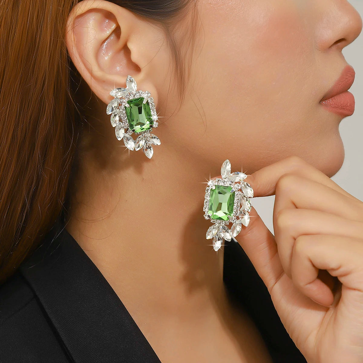 Women Fashion Shiny Rhinestone Big Drop Dangle Earrings Maxi Evening Dress Statement Earrings Accessories Wedding Bride Jewelry