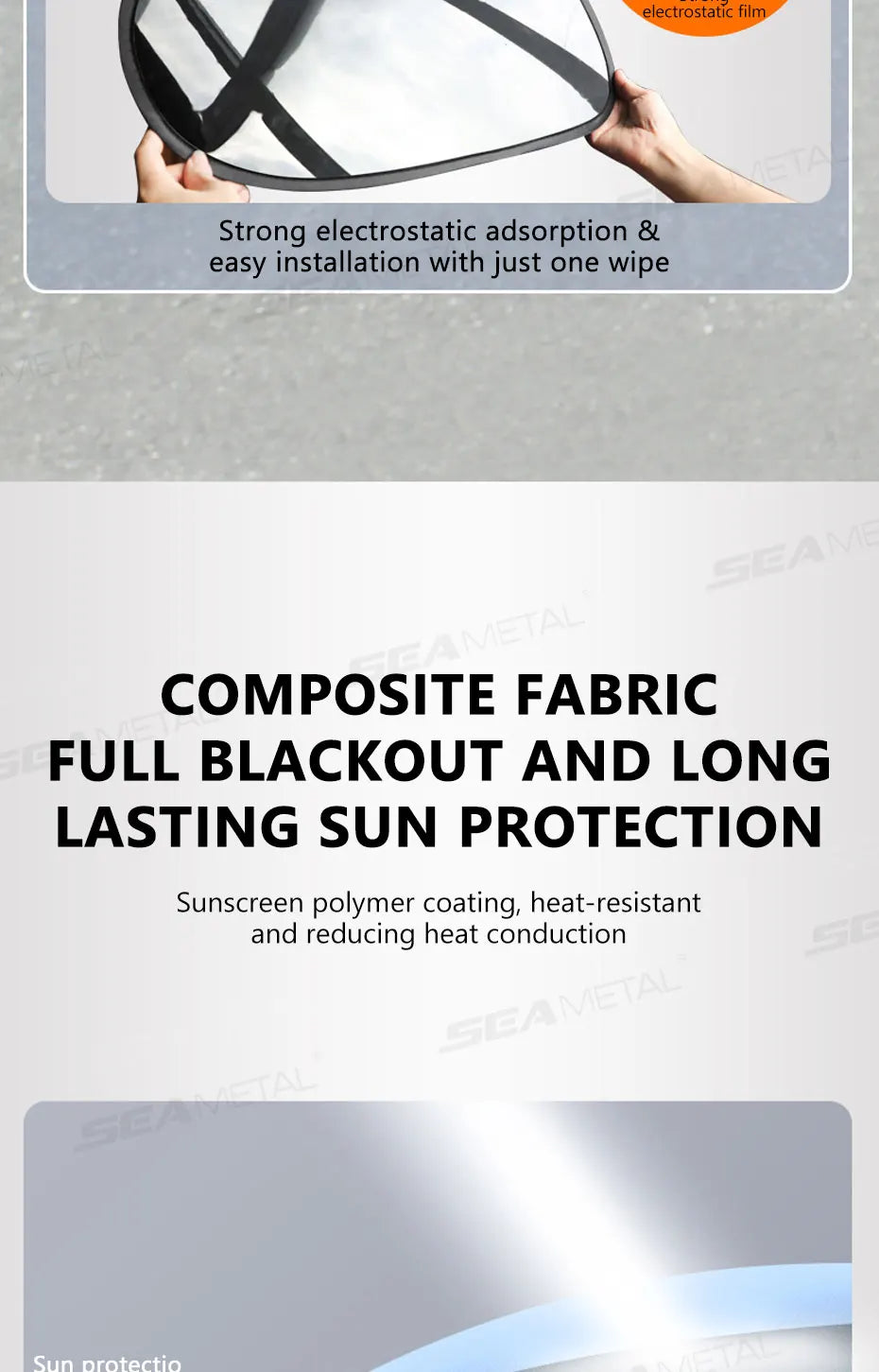 SEAMETAL Electrostatic Sun Visor for Car Side Window 4-Layer Sun Shade Curtains Anti-Glare UV-Blocker Auto Sun Protection Cover