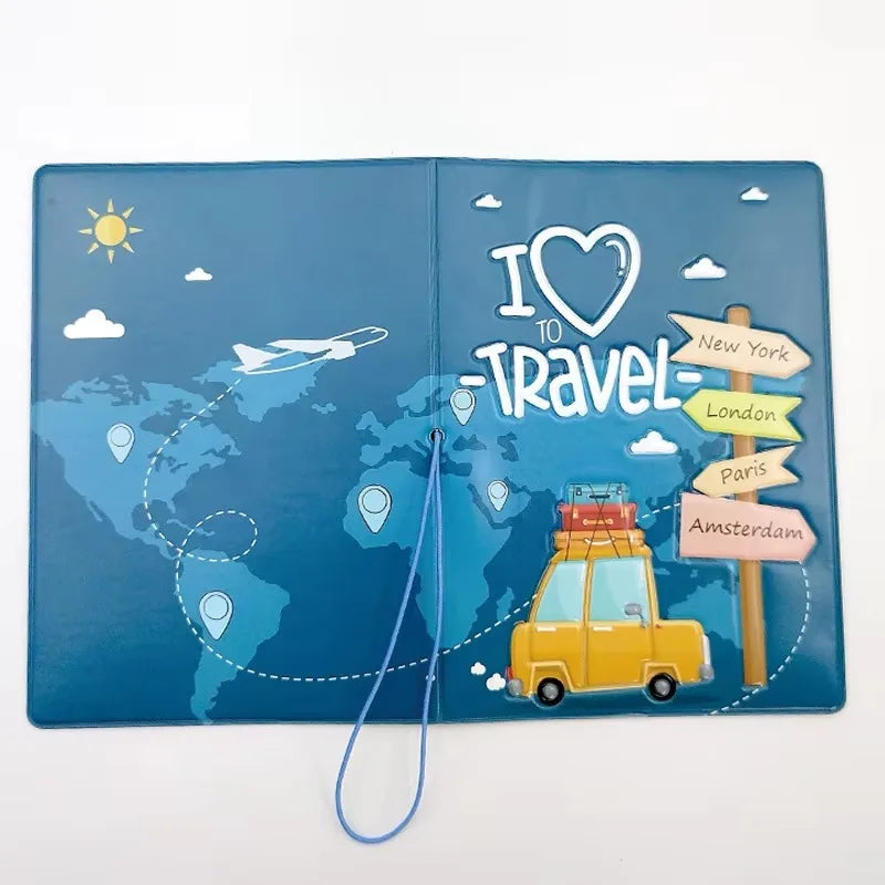 Fashion Emboss Women's Passport Cover Print Girls Boys ID Card Holder Travel Ticket Passport Case Drop Shipping