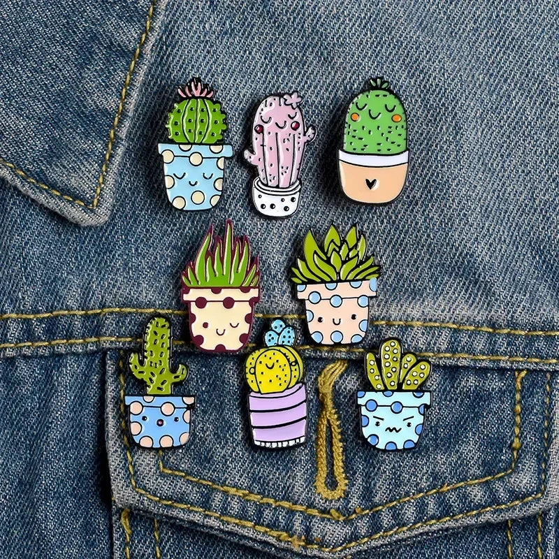 Cactus cactus balls succulent Enamel Pin Brooch Cartoon Women Men Denim Jackets Lapel Pins Backpack Badges Kids Fashion Jewelry