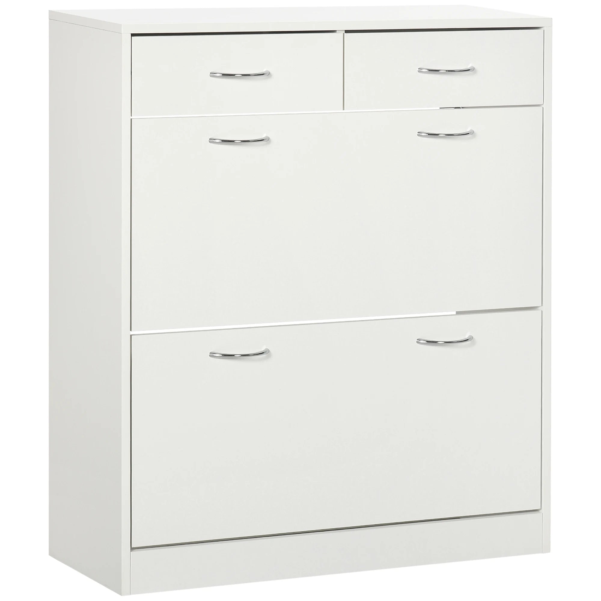 Homcom Shoe Cabinet with 2 Folding Drawers 80X30X91.5 cm White