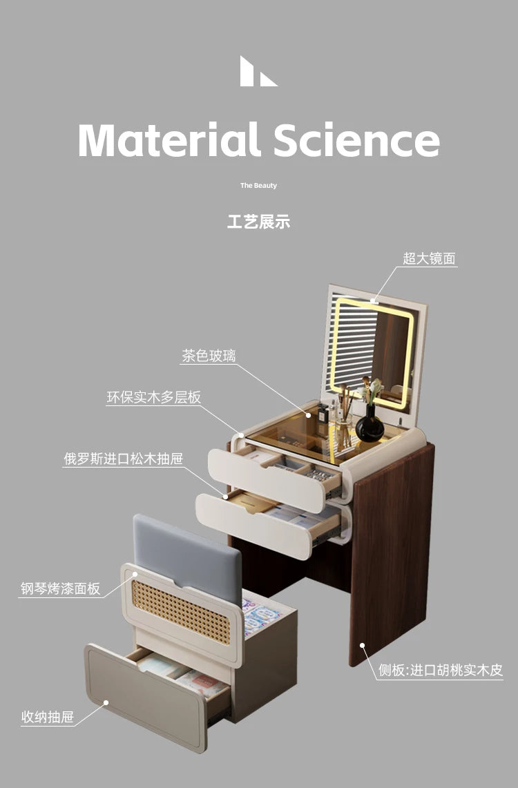 Dressing Table Bedroom Minimalist Design New Mini Bedside Table Storage Elegant Stylish Coiffeuse Maquillage Meuble Furniture