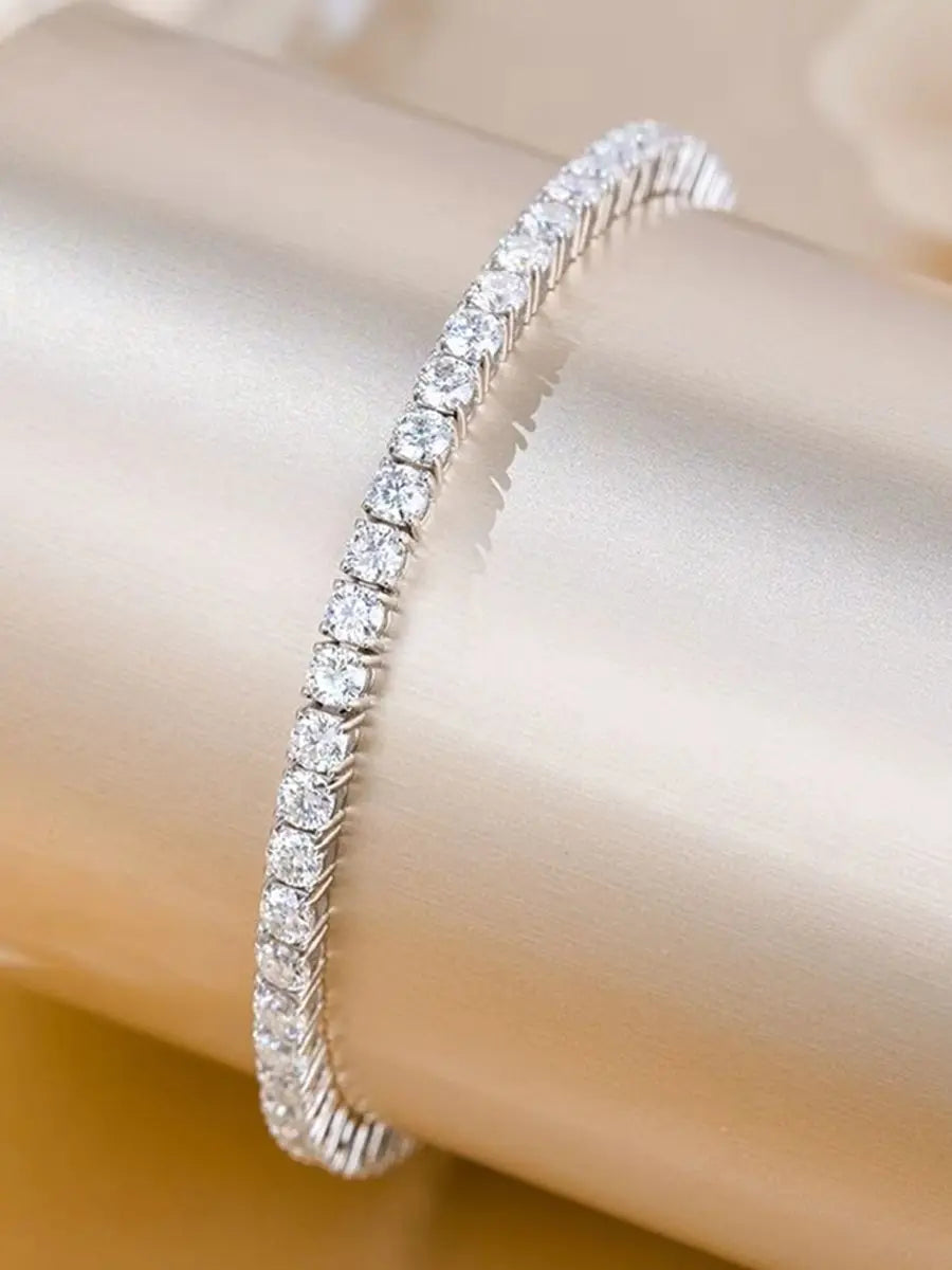 Fashion Simple 3-6.5mm D VVS1 Moissanite Tennis 925 Sterling Silver Single Row Classics with GRA Bracelet for Women Man Jewelry