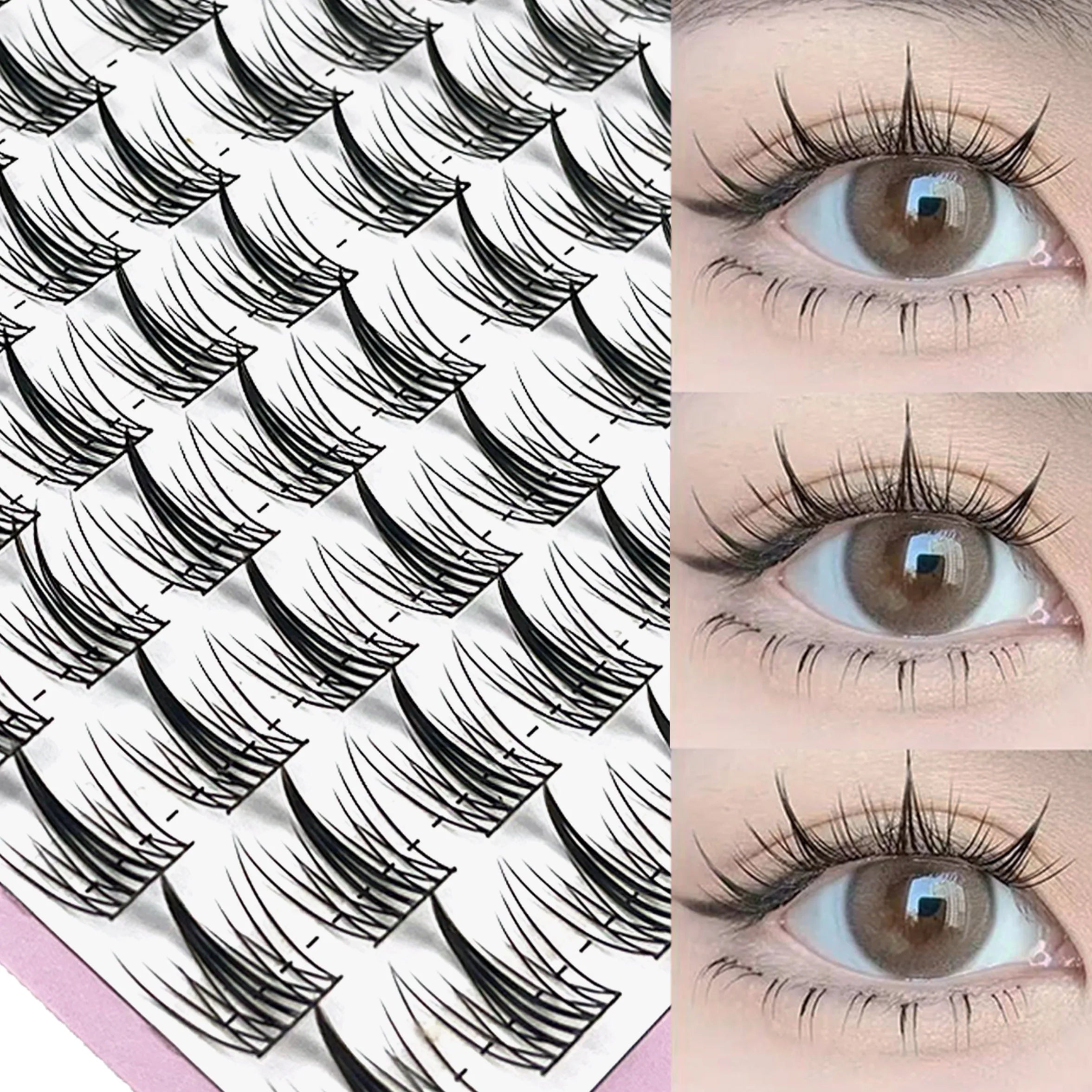 1/box 120 bundles Mink False Eyelash Natural Fishtail Lash 3D Russian Individual Eyelash Extension Cluster Makeup Tool Wholesale