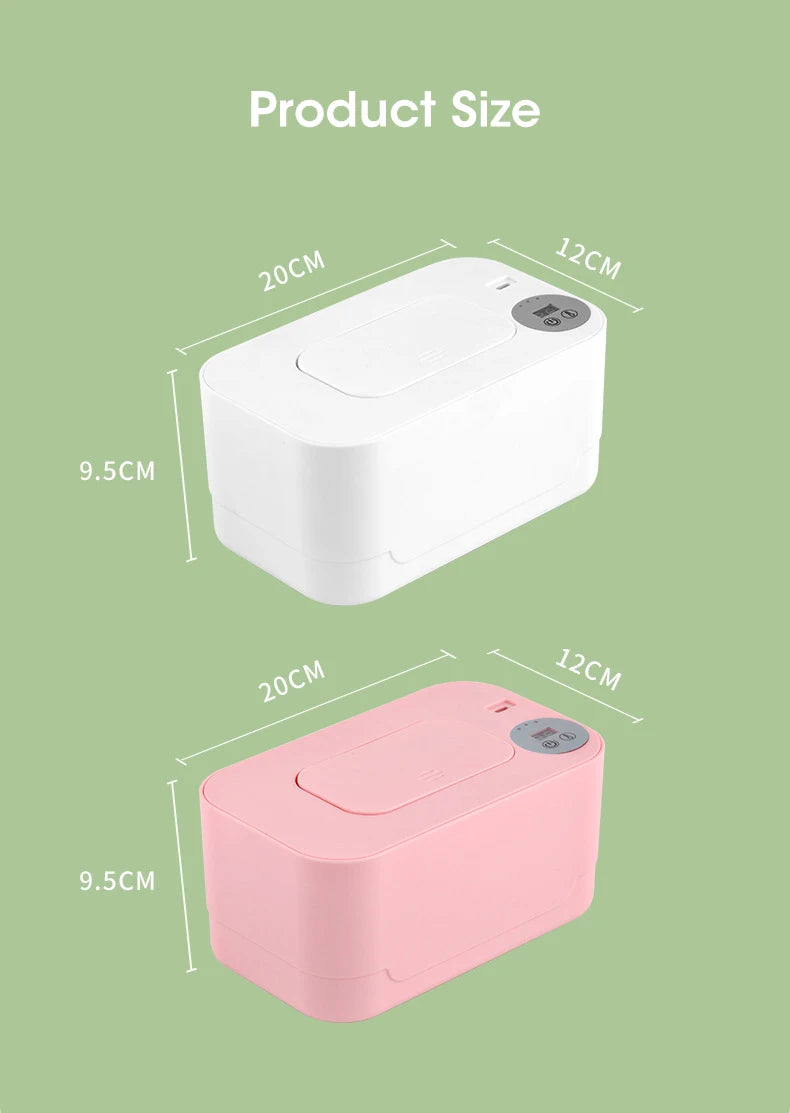 Baby Wipe Warmer Heater with LED Display Wet Towel Dispenser Portable USB Charge Baby Wipe Warmer Napkin Heating Box Home/Car