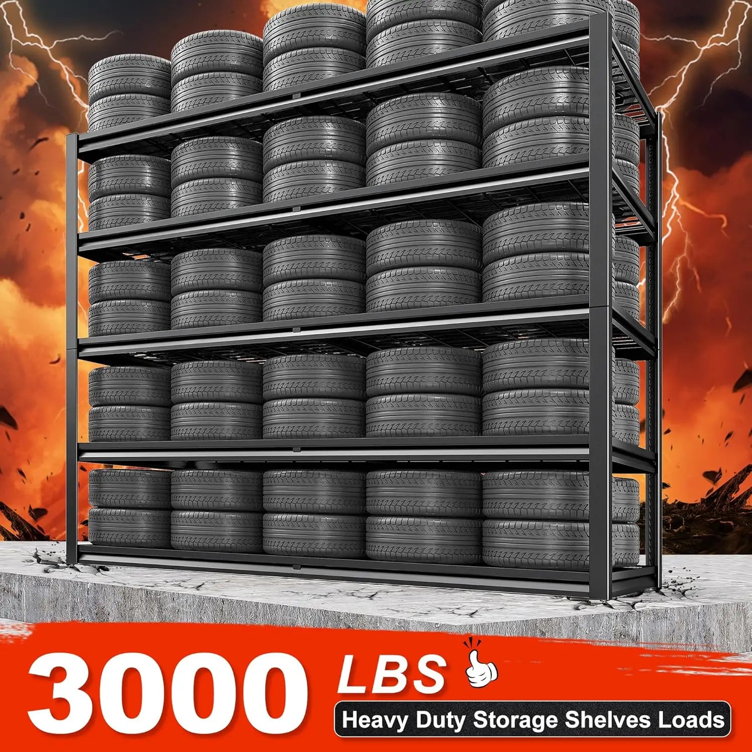 5 Tier 26" D Storage Shelves for Garage Basement Warehouse | 55.2" W x 26" D x 78" H, 3000lbs,grid design,Resist, Customized