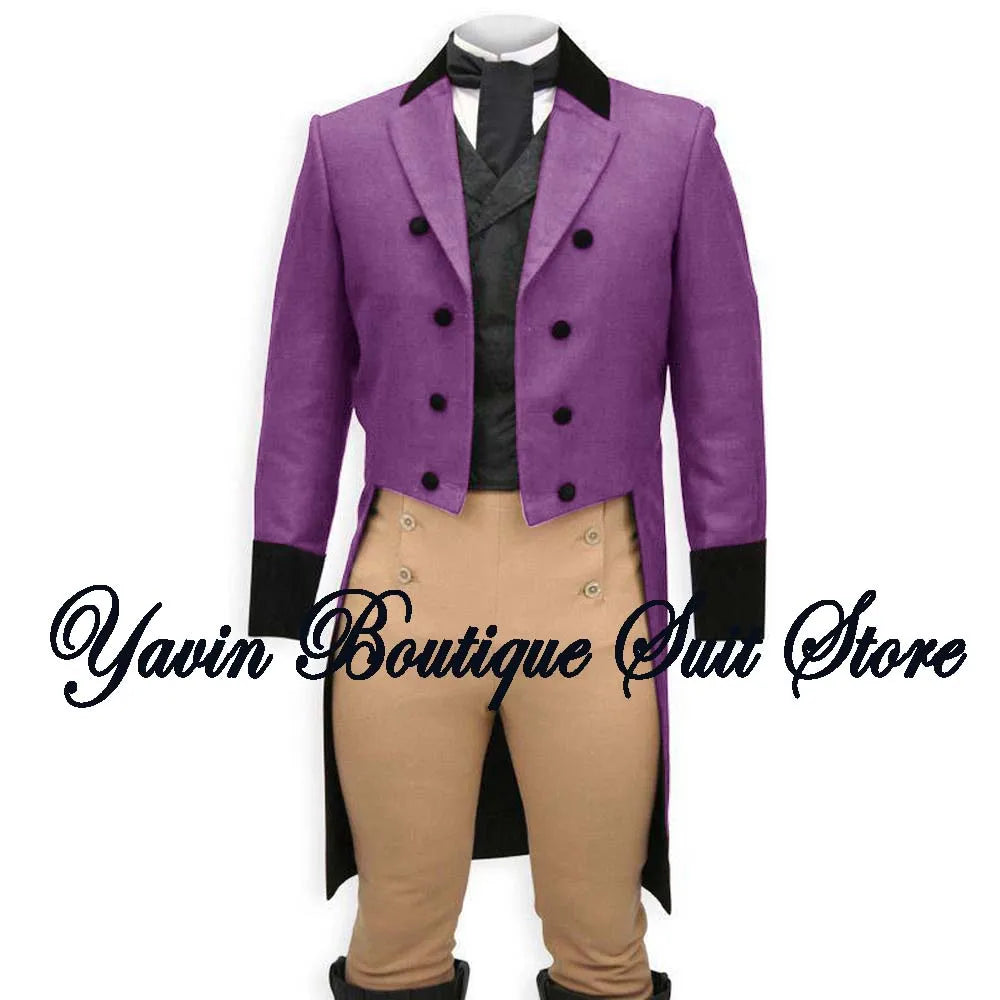 Men's 3 Piece Suit Swallow Tailed Coat Slim Fit One Breasted Tailcoat for Wedding Prom Dinner Party Blazer Pants Set